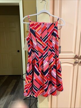Vince Camuto Pink & Red Geometric Mini Dress